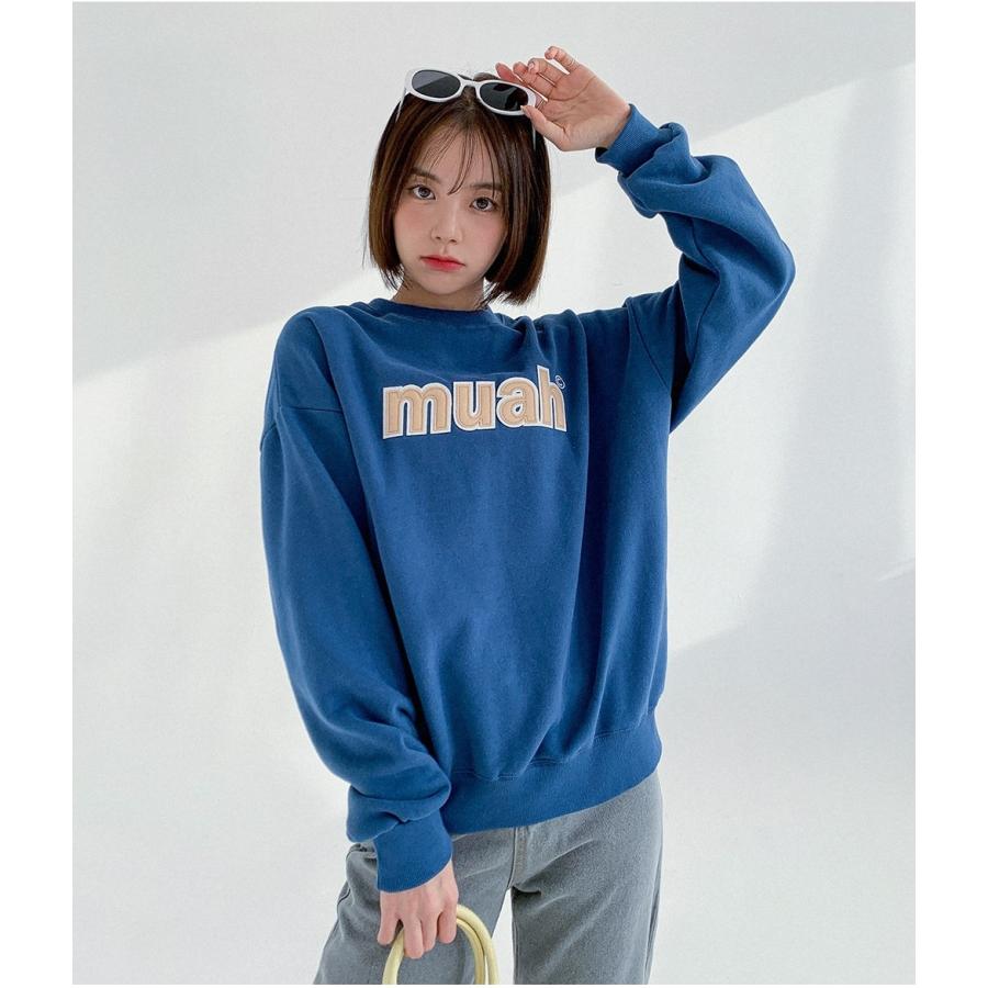 クルースエット1番人気   20%OFF  muah muah ムーアムーア SIGNATURE COMBI LOGO  SWEAT 韓国ブランド正規商品 スウェット裏毛クルー　送料無料｜abettor-select｜11