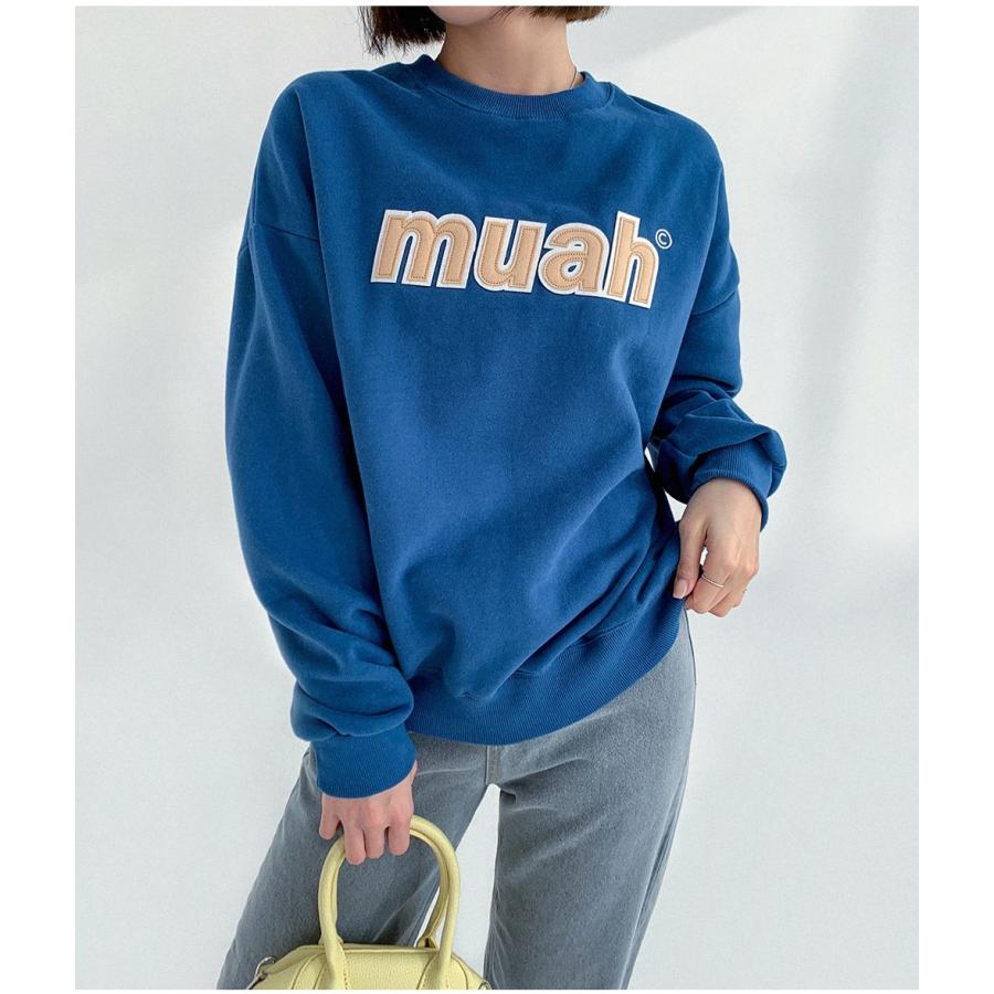 クルースエット1番人気   20%OFF  muah muah ムーアムーア SIGNATURE COMBI LOGO  SWEAT 韓国ブランド正規商品 スウェット裏毛クルー　送料無料｜abettor-select｜12