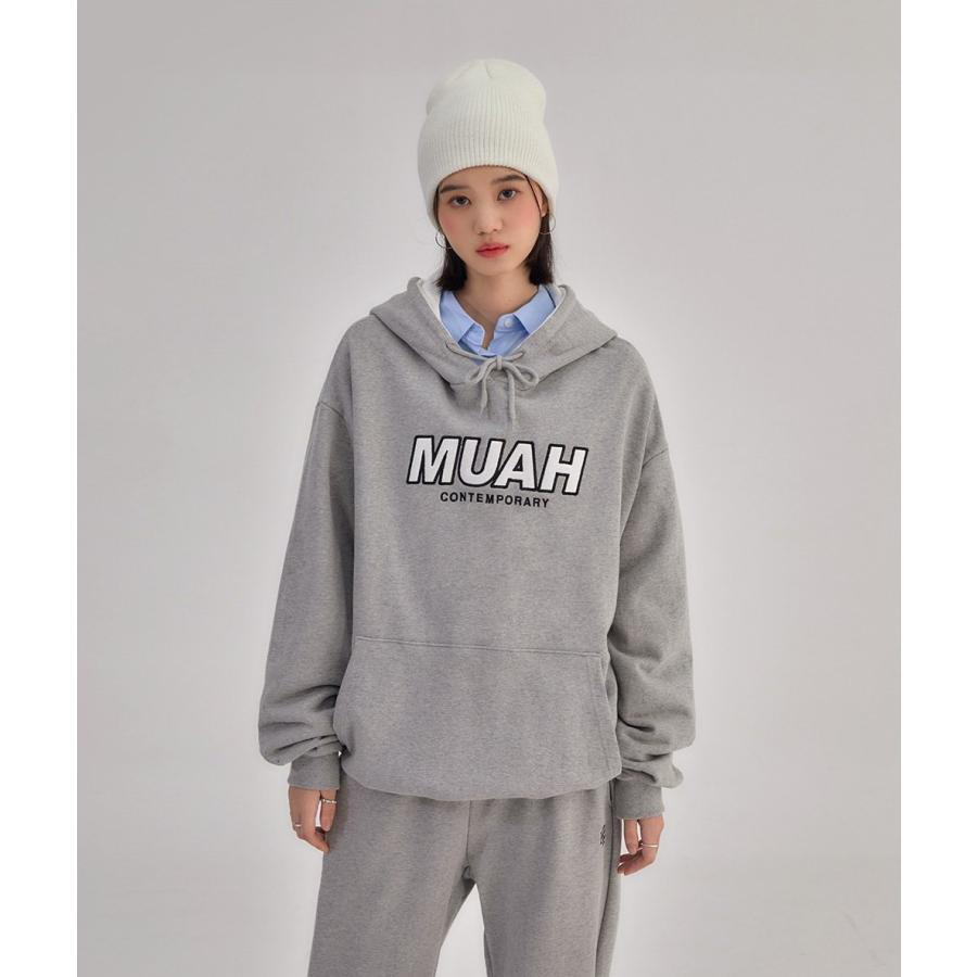 20%OFF 送料無料　　 muah muah ムーアムーア  SIGNATURE COMBI COLOR OVERFIT HOODIE 韓国ブランド正規商品 シグネチャーロゴ裏毛プルパーカー muahmuah 20%OFF 送料無料 muah ムーアムーア SIGNATURE COMBI