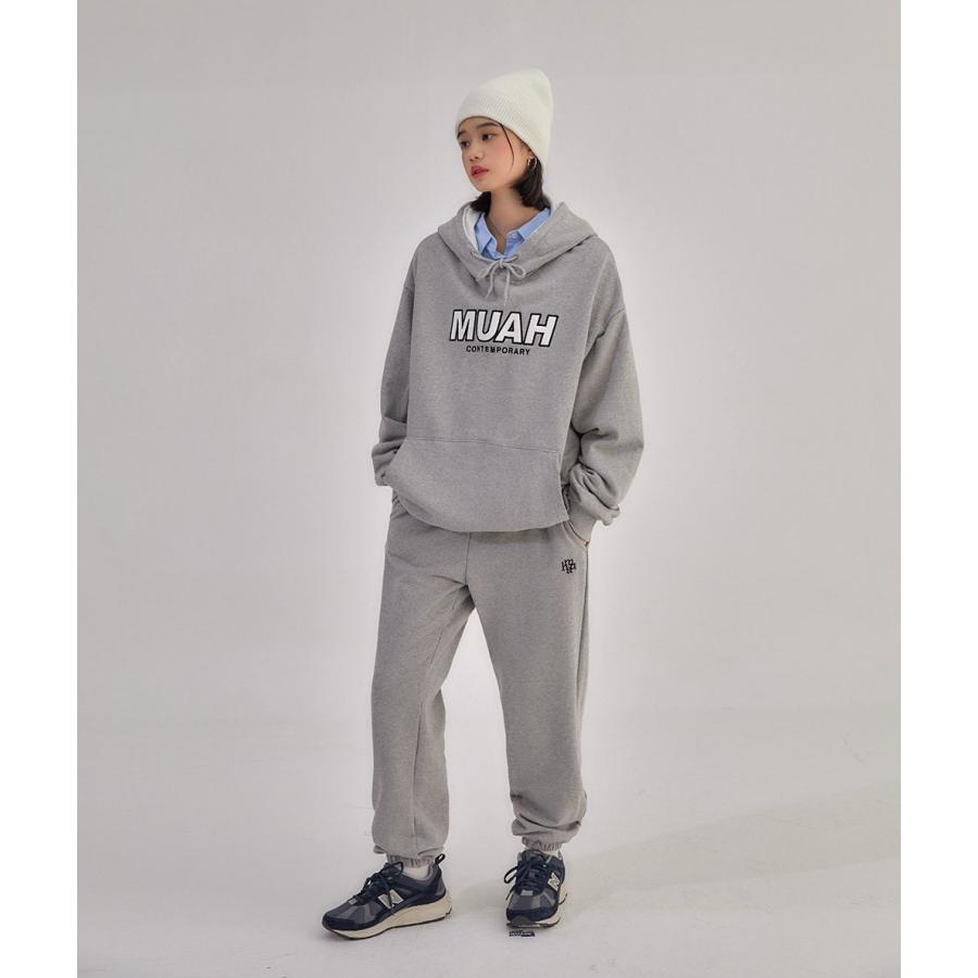 20%OFF 送料無料　　 muah muah ムーアムーア  SIGNATURE COMBI COLOR OVERFIT HOODIE 韓国ブランド正規商品 シグネチャーロゴ裏毛プルパーカー muahmuah 20%OFF 送料無料 muah ムーアムーア SIGNATURE COMBI