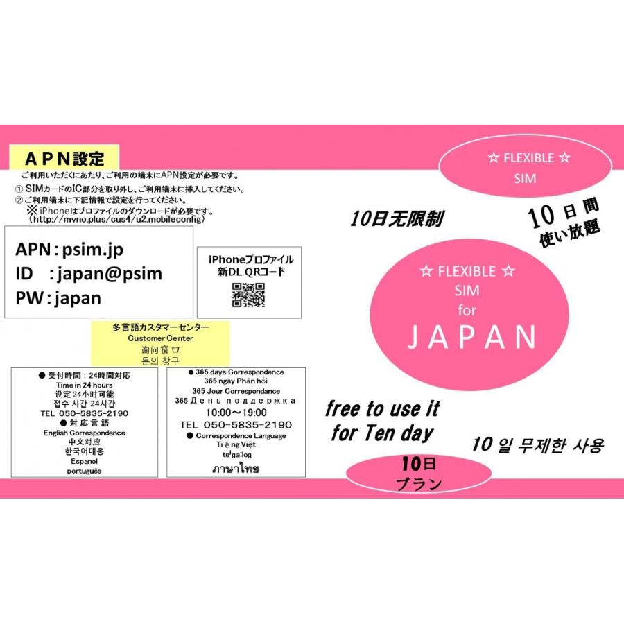 FLEXBLE ☆ SIM ☆ JAPAN 国内データ通信SIMカード 【 10日間 使い放題 プラン 】 （NANO SIM 対応） NTTdocomo 高速LTE 無制限タイプ Only in Japan | 