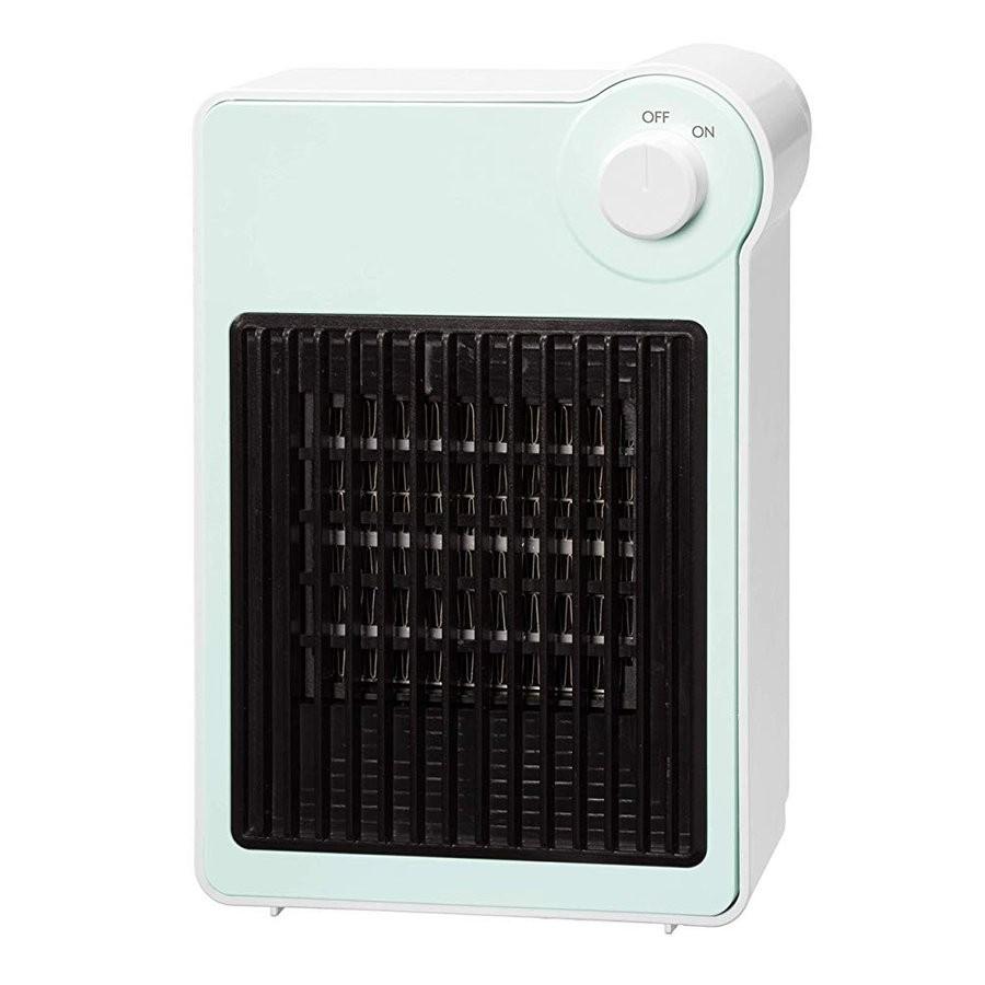 [山善] ミニセラミックヒーター 転倒OFFスイッチ付 レトロブルー DMF-C06 | 