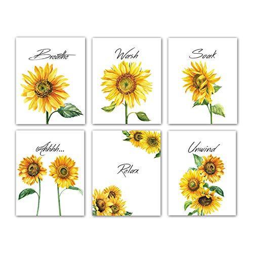 Wall Art 田園風景 ひまわり 花 壁画アート 6枚セット ホームインテリア バスルーム 壁絵 アートワーク 壁アート リビングルーム ファミ ウォールステッカー Tributosdodf Com Br