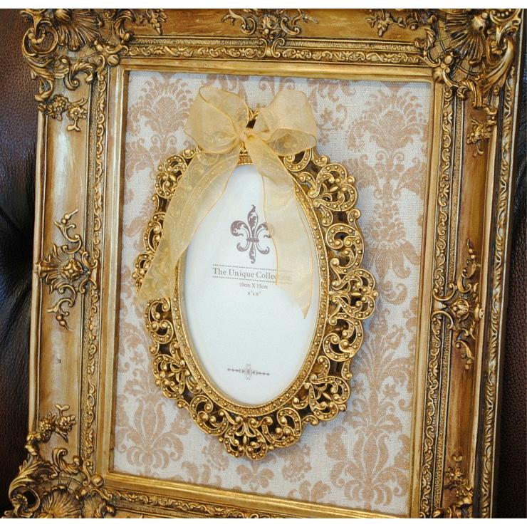 フォトフレーム リボンフォトフレーム 額入りフォトフレーム ゴールド