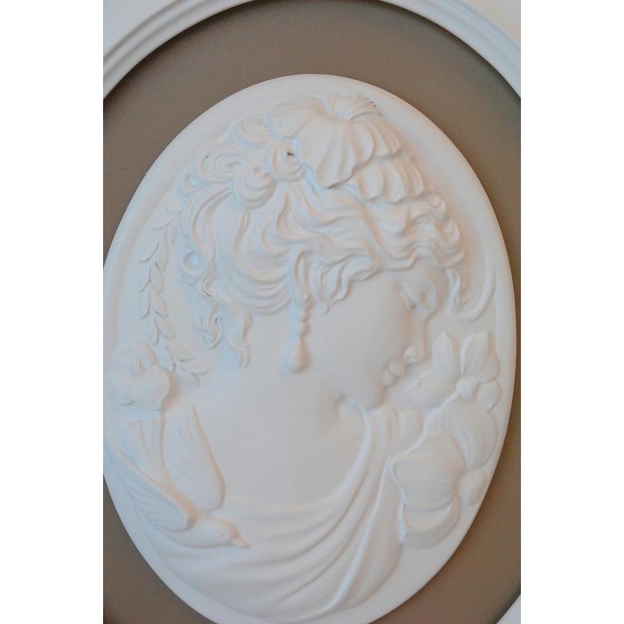 壁飾り オシャレ 楕円 貴婦人 カメオ ウォールオブジェ 額絵 レリーフ