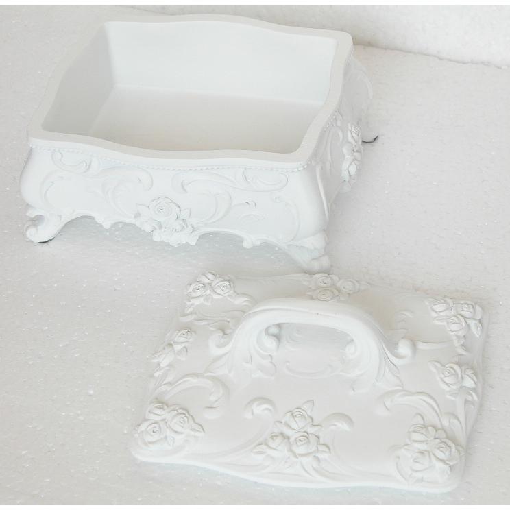 ボックス BOX ホワイトローズ 宝箱 取っ手BOX 小物入れ スモール