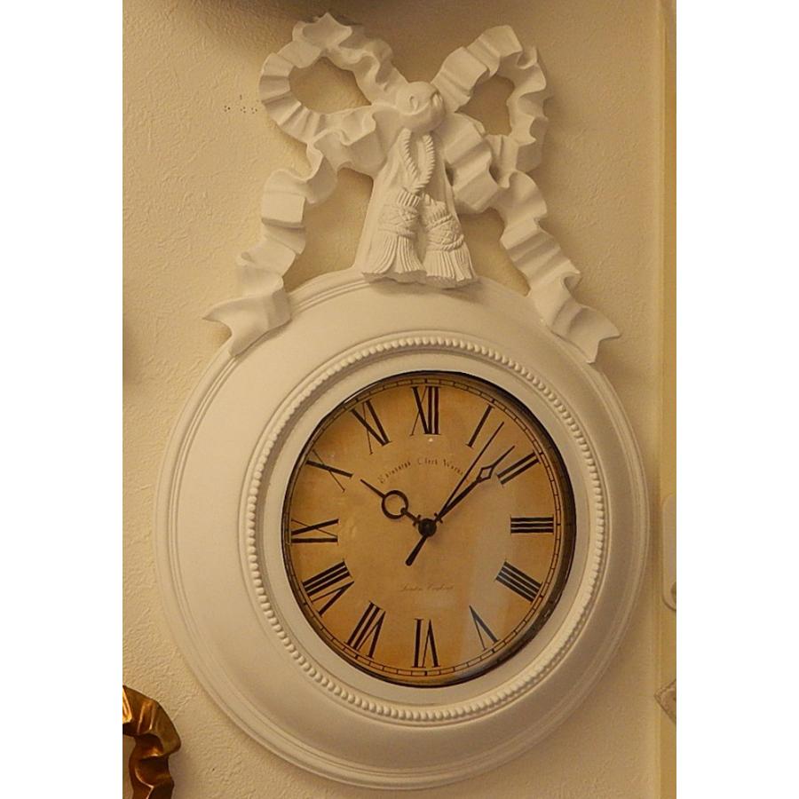 時計 リボン オシャレ 掛時計 壁掛け時計 ウォールクロック クラシック