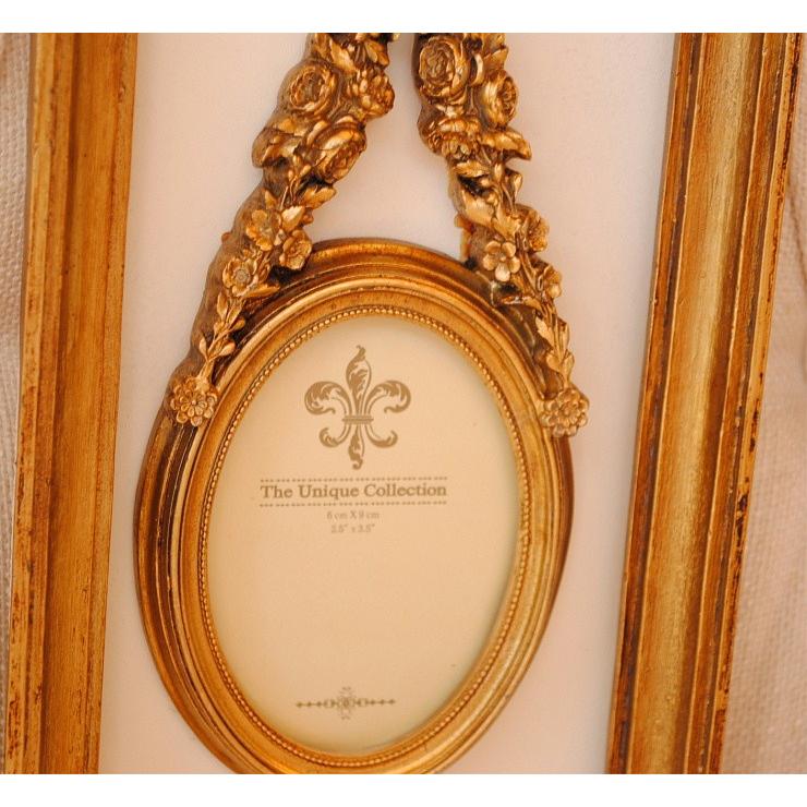 写真額 壁掛けフォトフレーム 壁掛け リボン 楕円形 アンティーク