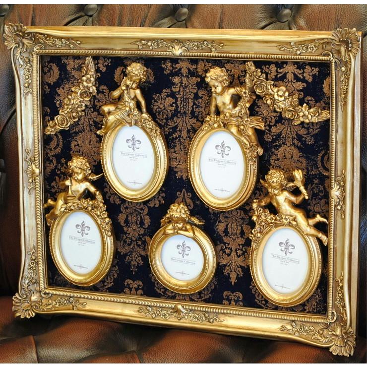 茄子紺 エンジェル 5天使 金彩ダマスク柄 薔薇のゴールドフォト