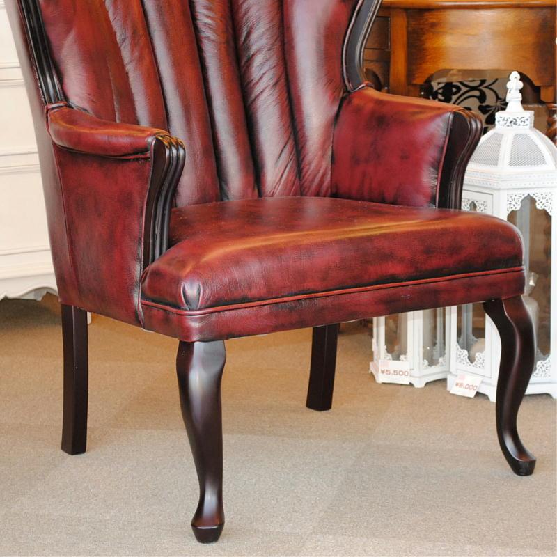 超美品1人掛けソファ 個別注文品赤　アームチェア　ビニールレザー事務所用　家庭用 ソファ 1人掛けソファ アームチェア ウイングチェア シェルバック