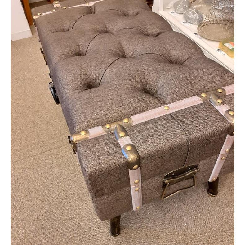 トランク型ベンチ スツール 椅子 ベンチ 収納付スツール ブラウン