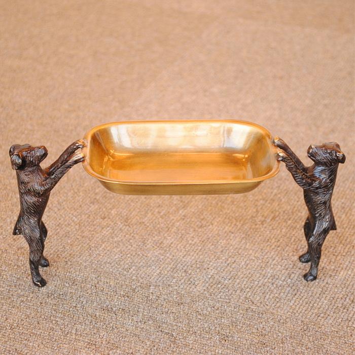トレイ おしゃれ 真鍮製 プレート アンティーク調 ドッグ dog 犬