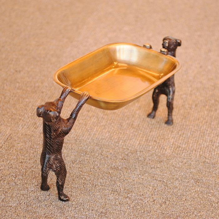 トレイ おしゃれ 真鍮製 プレート アンティーク調 ドッグ dog 犬