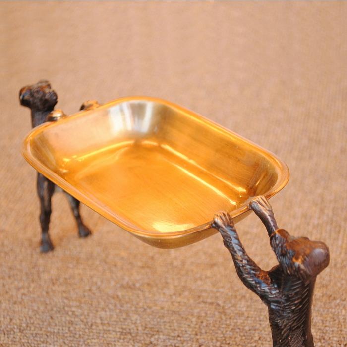 トレイ おしゃれ 真鍮製 プレート アンティーク調 ドッグ dog 犬