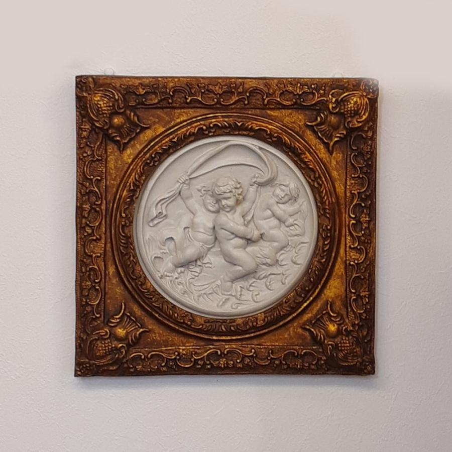 飾り額 壁掛け 壁飾り エンジェル壁掛け額 天使額絵 オシャレ スクエア 