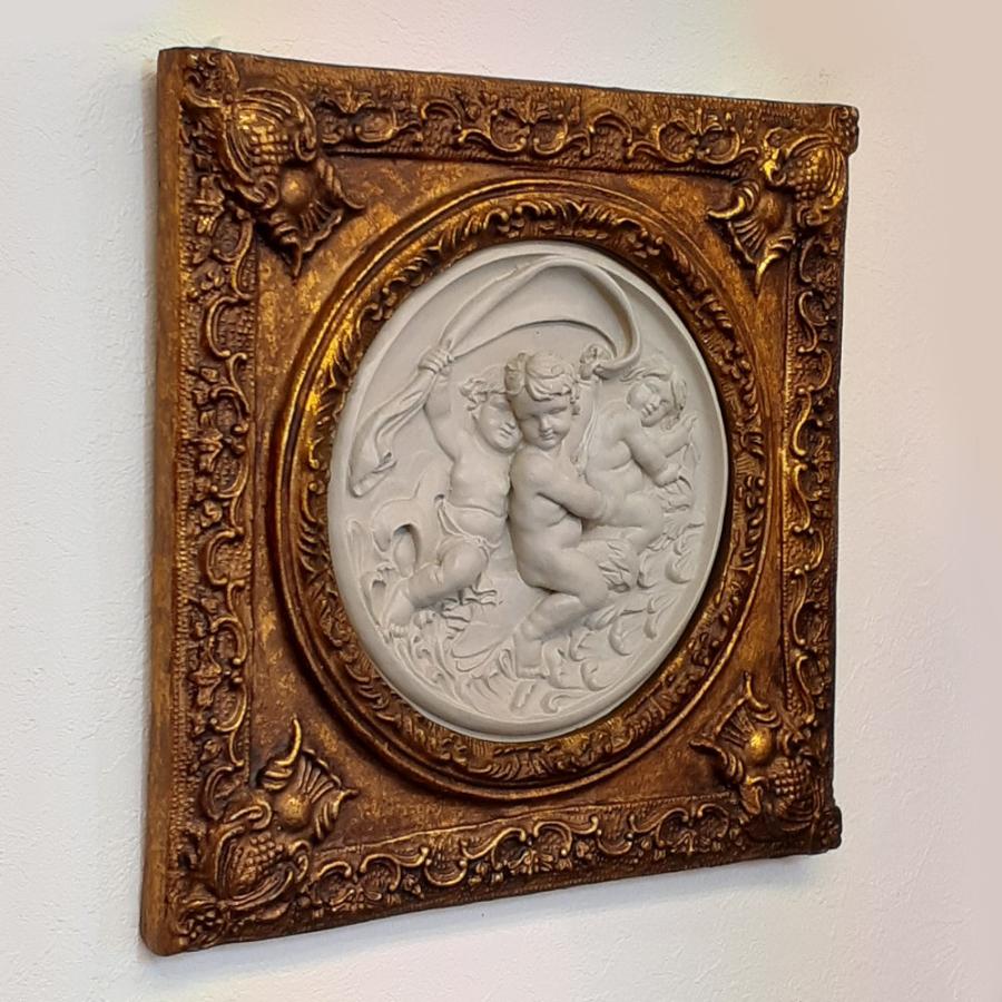 飾り額 壁掛け 壁飾り エンジェル壁掛け額 天使額絵 オシャレ スクエア 