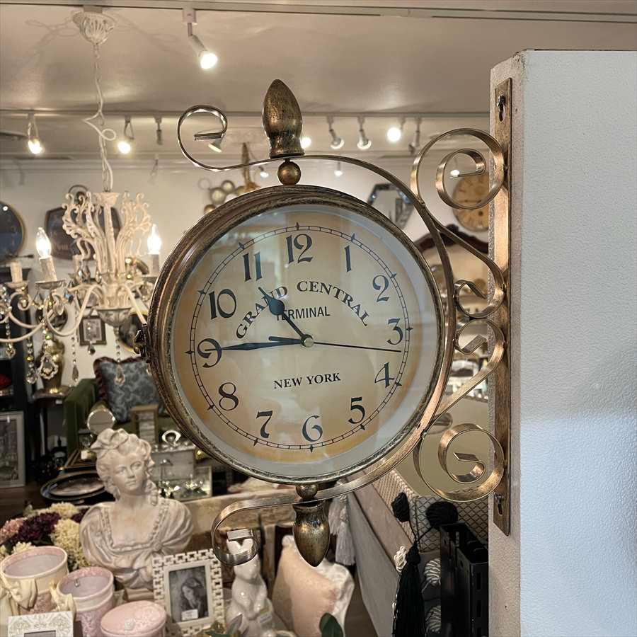 おしゃれな壁掛け時計 №.1 両面時計ウォールクロック アンティーク時計 時計 両面掛時計 掛時計 両面文字盤時計 壁掛け時計 駅舎時計