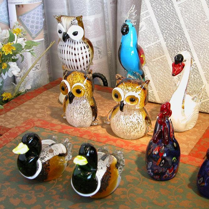 白鳥 スワン 置物 オブジェ ガラス グラスバード バード かわいい