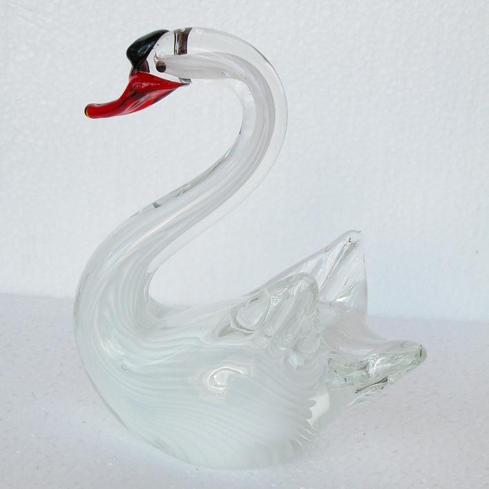 白鳥 スワン 置物 オブジェ ガラス グラスバード バード かわいい