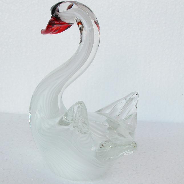 白鳥 スワン 置物 オブジェ ガラス グラスバード バード かわいい
