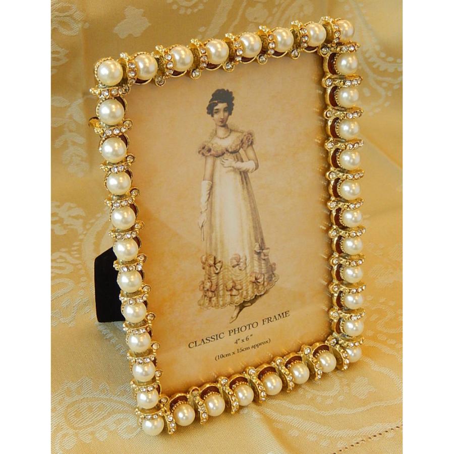 写真立て フォトフレーム 写真額 縦横兼用 雑貨 大粒パール ライン