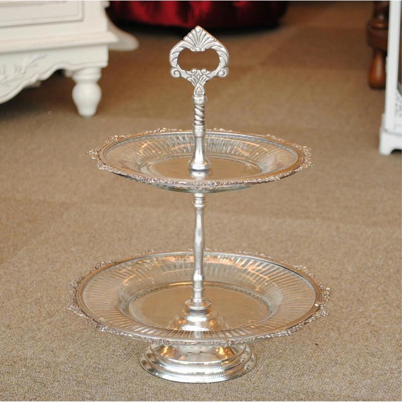 アフタヌーンティースタンド ケーキスタンド 切子ガラスプレート 2段