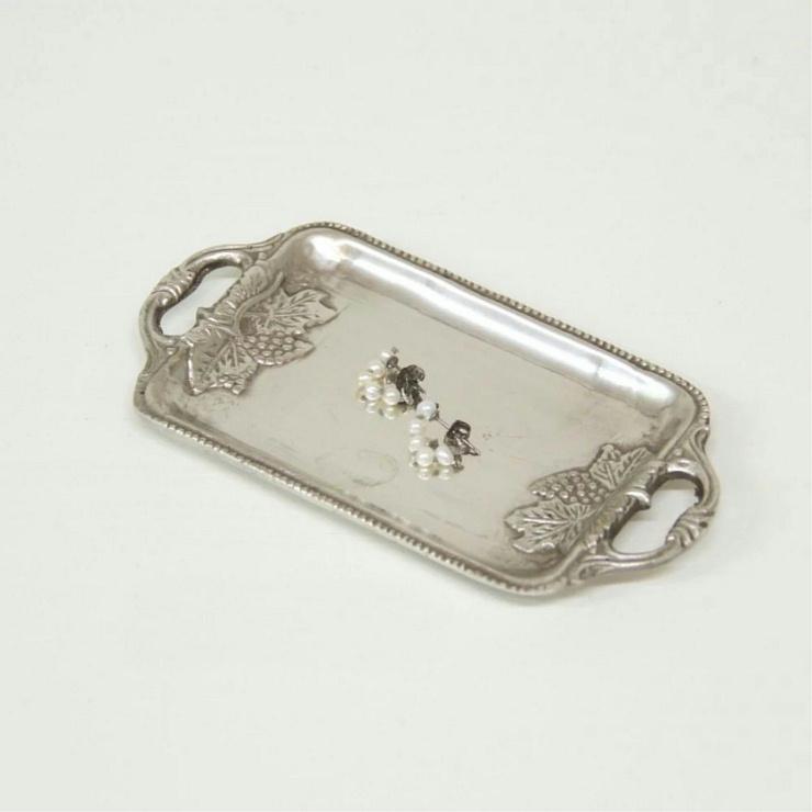 トレイ ハンドル付き ブドウ グレープ アンティークシルバートレー