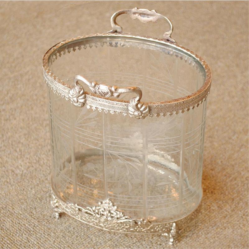 ガラスケース オーバルガラスケース 取っ手付き 切子ガラスボックス