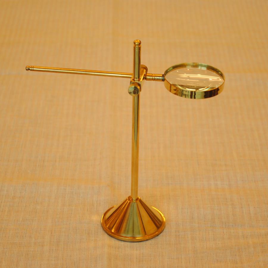 ルーペ 拡大鏡 卓上ルーペ スタンド付き おしゃれ 真鍮製 オブジェ