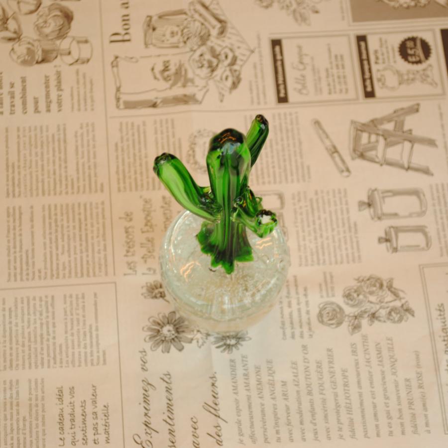 サボテン 置物 オブジェ ガラス グラスリングホルダー リングホルダー