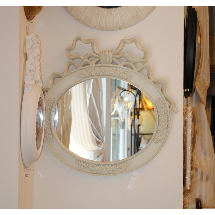 ミラー 壁掛け鏡 鏡 おしゃれ リボンミラー オーバルミラー ウォール