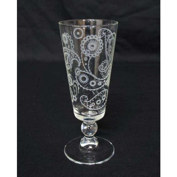 グラス ゴブレット フルートグラス ガラス食器 イタリア製 ペイズリー