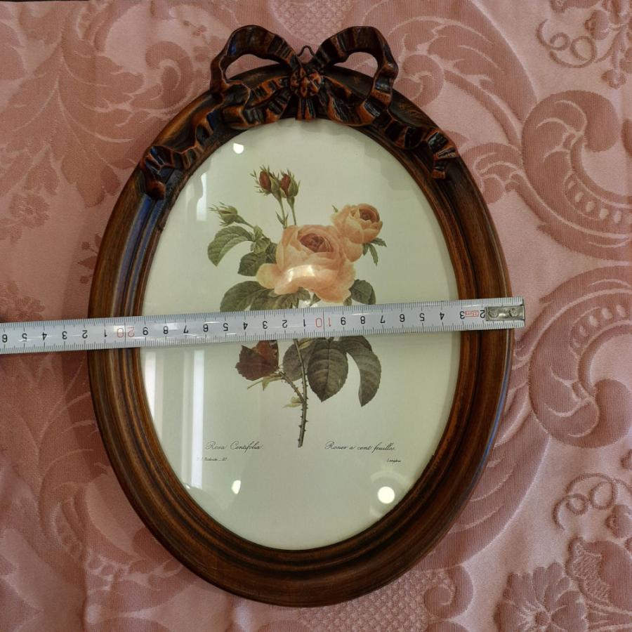 薔薇 おしゃれ 額絵 バラ リボン 楕円 木製 イタリア製 ITALY 薔薇 おしゃれ 額絵 バラ リボン 楕円 木製 イタリア製 ITALY