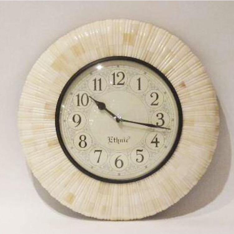 時計 掛時計 ウォールクロック 丸 象嵌 BONE ボーン Ethnic