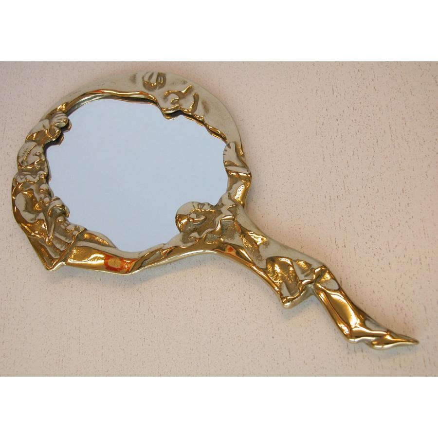 ハンドミラー 手鏡 鏡 ミラー オーバル 真鍮 ブラス イタリア製  