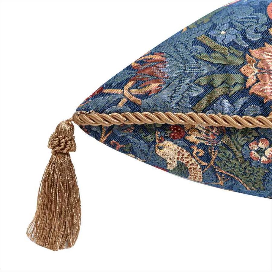 クッション トリム付き タッセル付き ウィリアムモリス ウイリアム