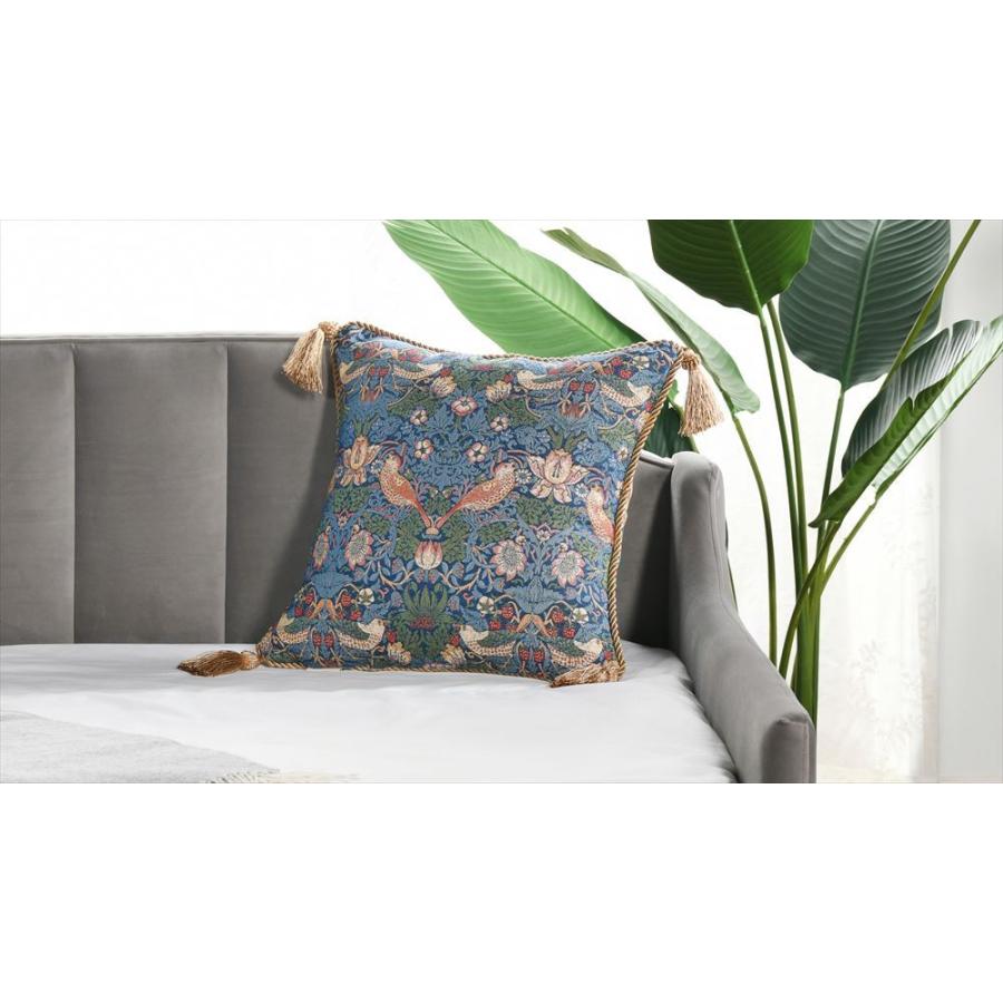 クッション トリム付き タッセル付き ウィリアムモリス ウイリアム