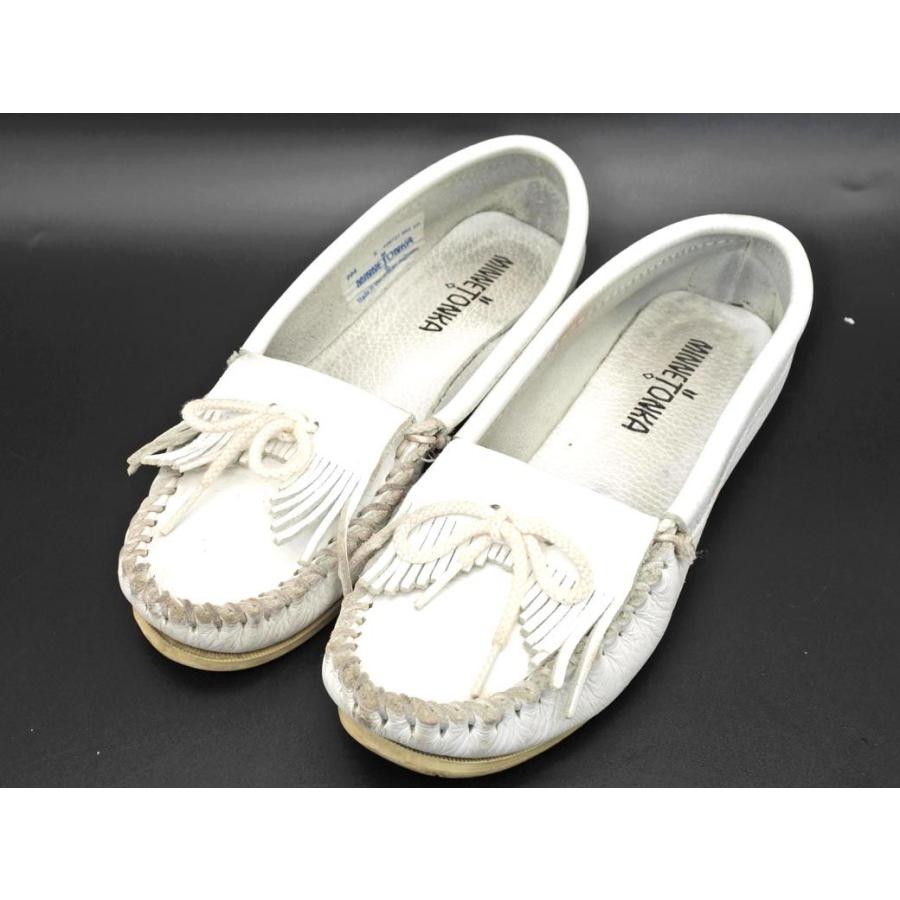 Minnetonka ミネトンカ レザー モカシン シューズ Size5 22cm 白 Cba1 Okbe T ブランド古着ならabj 通販 Yahoo ショッピング