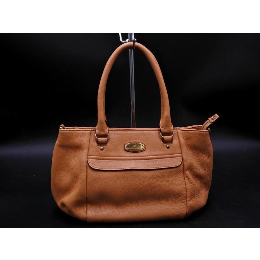 4℃ ヨンドシー レザー セミショルダー バッグ キャメル □□ ☆ ebb3 