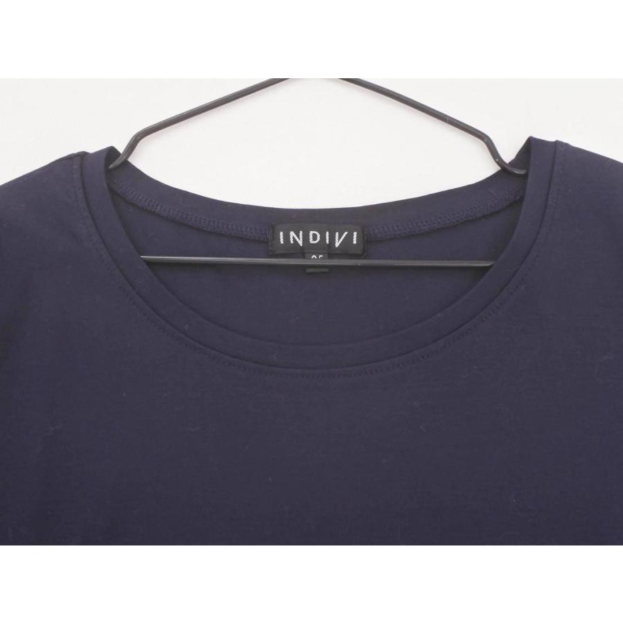 ネコポスOK INDIVI インディヴィ 小さいサイズ プリント Tシャツ size05/紺 ■◆ ☆ dgb2 レディース｜abj｜03