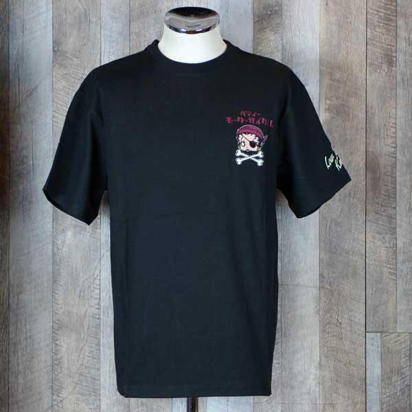 LOW BLOW KNUCKLE × BETTY BOOP 557402BLK  「ベティーモーターズ」刺繍プリント半袖Tシャツ｜able-store｜02