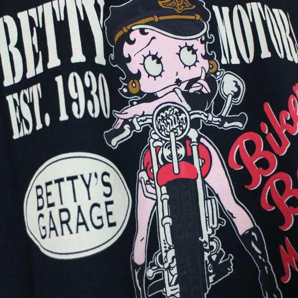 LOW BLOW KNUCKLE × BETTY BOOP 557402BLK  「ベティーモーターズ」刺繍プリント半袖Tシャツ｜able-store｜03