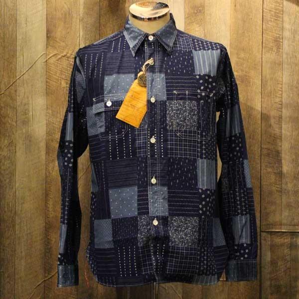 SUGAR CANE / シュガーケーン　FICTION ROMANCE 4.5oz PATCHWORK PRINT WORK SHIRT SC27843NVY｜able-store