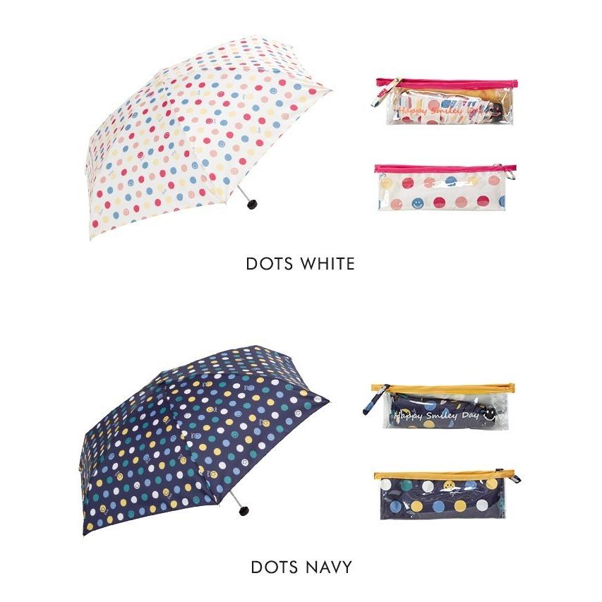 【ニコちゃん】CELINE ブラック 日傘 模様入り because スマイル スマイリー 雨傘 折りたたみ傘 ニコちゃん