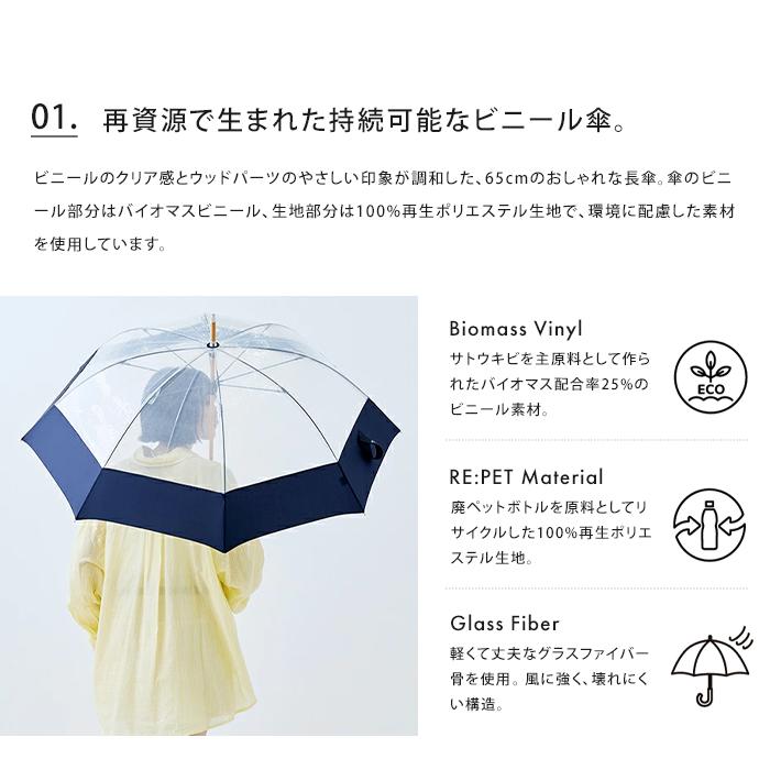 U-DAY because ECO-CLEAR エコクリア 63cm ビニール長傘 傘 長傘