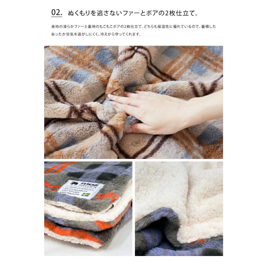 moz（モズ） チェック ファー ブランケット ボア モコモコ 北欧