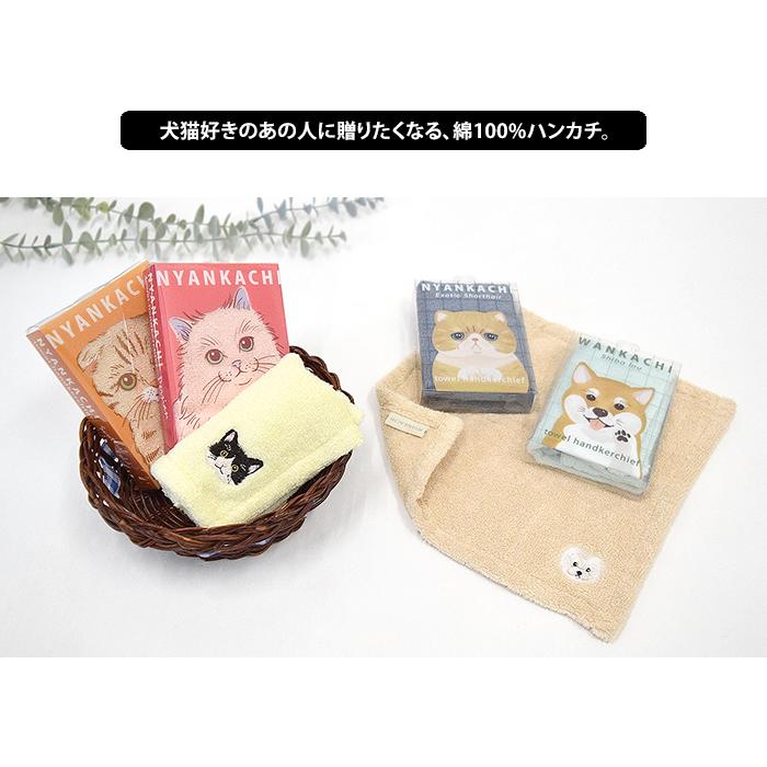 にゃんかち わんかち 綿100% ハンカチタオル ハンカチ ハンドタオル