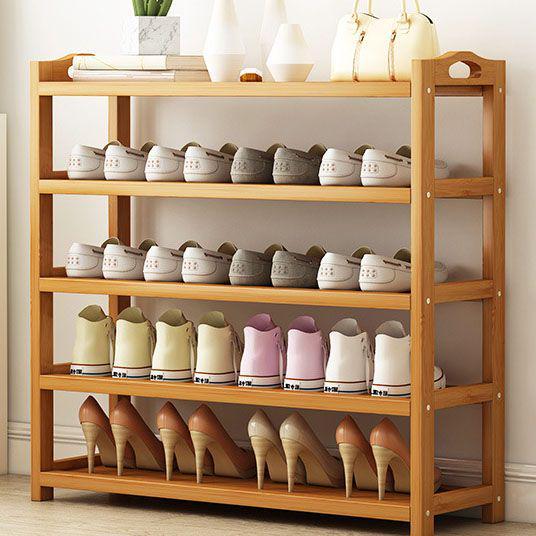 【新品未使用】シューズラック 五段 シューズ 天然竹製 シューズラック 5段 板型 竹製 組み立て式 靴棚 天然竹製 下駄箱 省