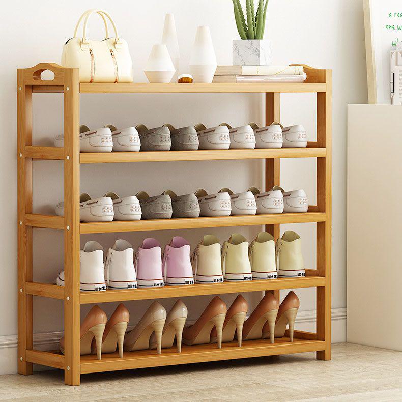 シューズラック 5段 板型 竹製 組み立て式 靴棚 天然竹製 下駄箱 省