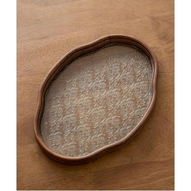 トレー トレイ ガラス 盛器 雲型 楕円 花柄 透明 お皿 プレート 木 ティートレー カフェプレート 花海棠柄 木枠オリエンタル盆トレー |  | 03